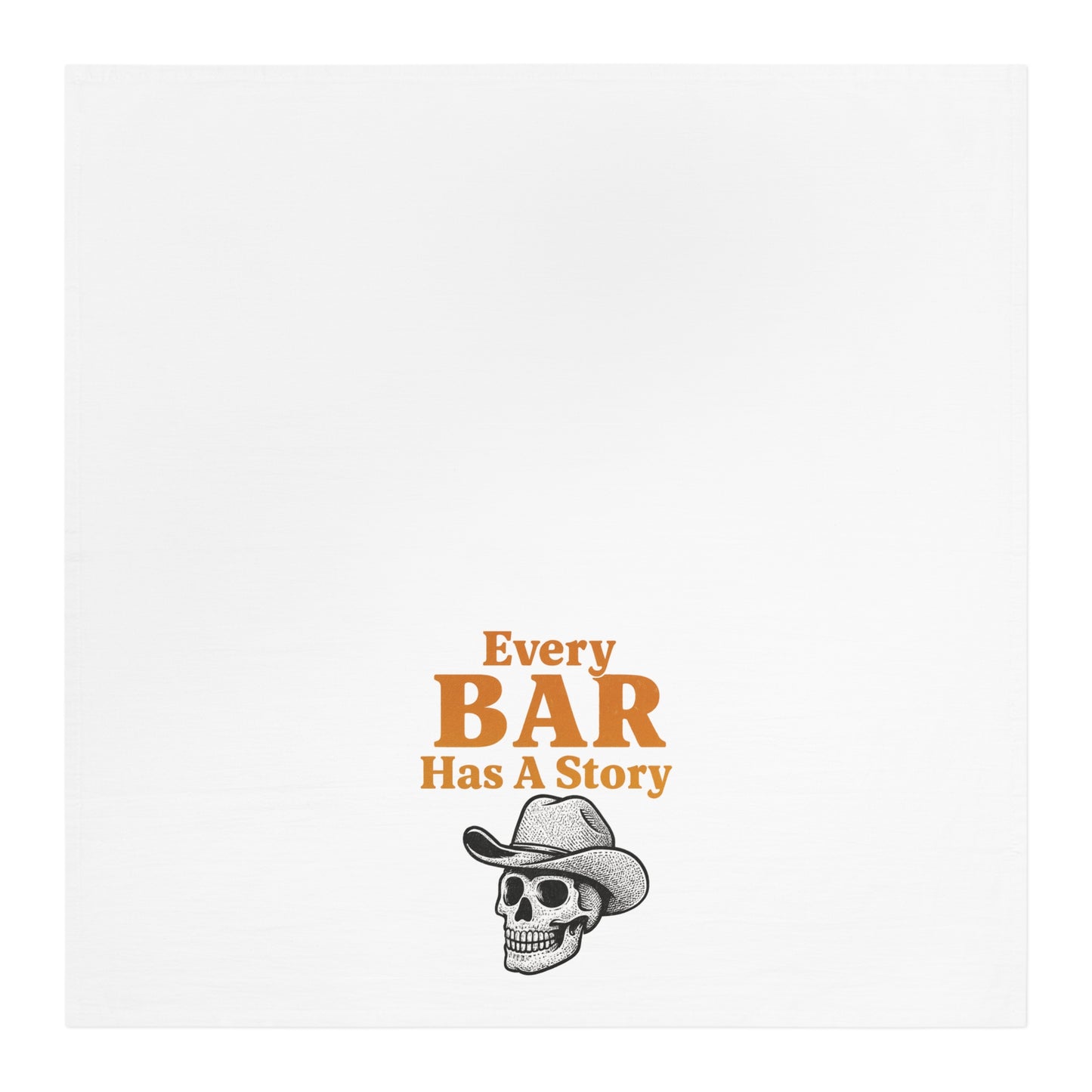 Logo with text 'Every Bar Has A Story' and a skull illustration on a white background