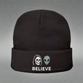BELIEVE – Embroidered Beanie | Alien × Reaper Horror Headwear