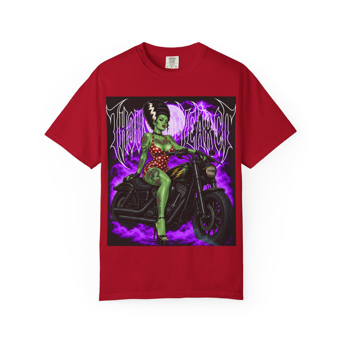 Frankenstein Bride Biker Pin-Up - T Shirt