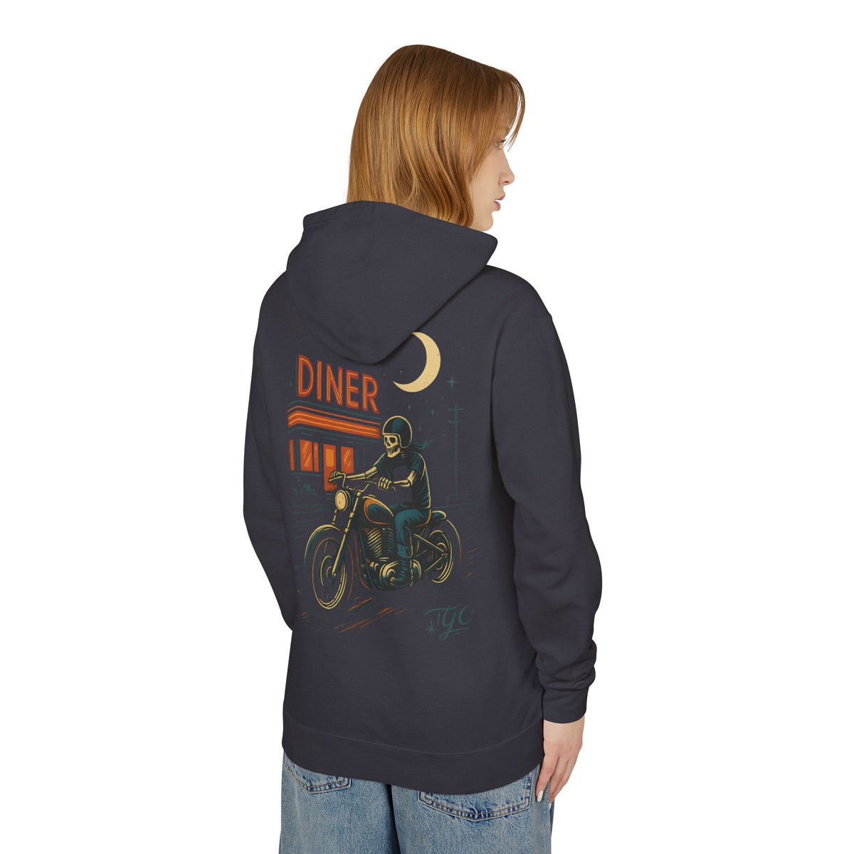 Vintage Diner Motorcycle Lightweight Hoodie - Thousand Year Co