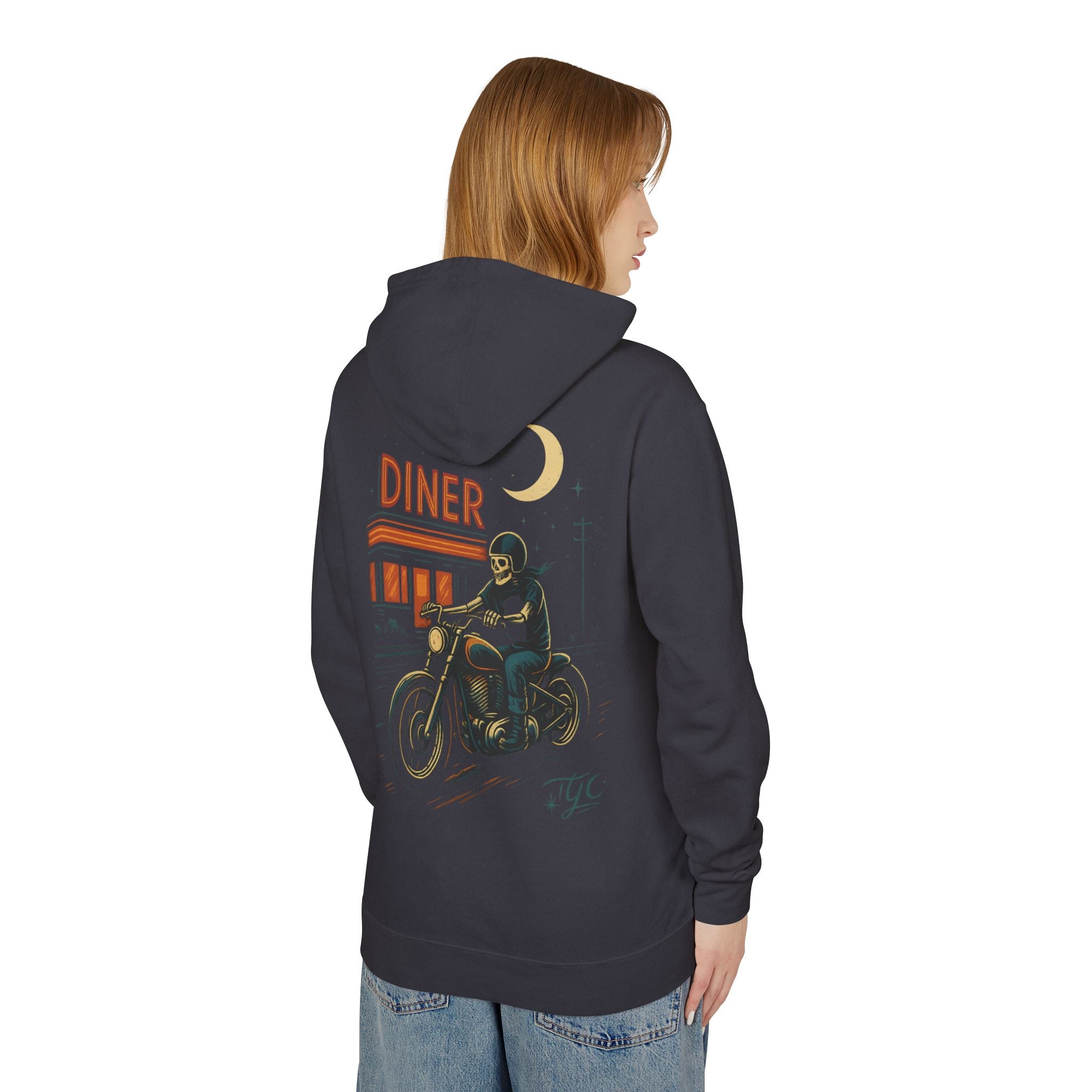 Vintage Diner Motorcycle Lightweight Hoodie