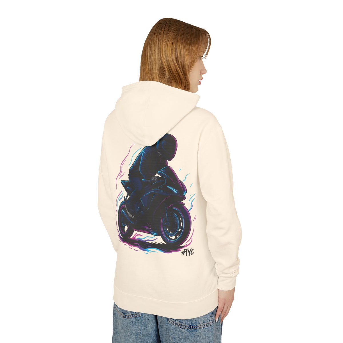 Neon Rider Motorcycle Lightweight Hoodie - Thousand Year Co