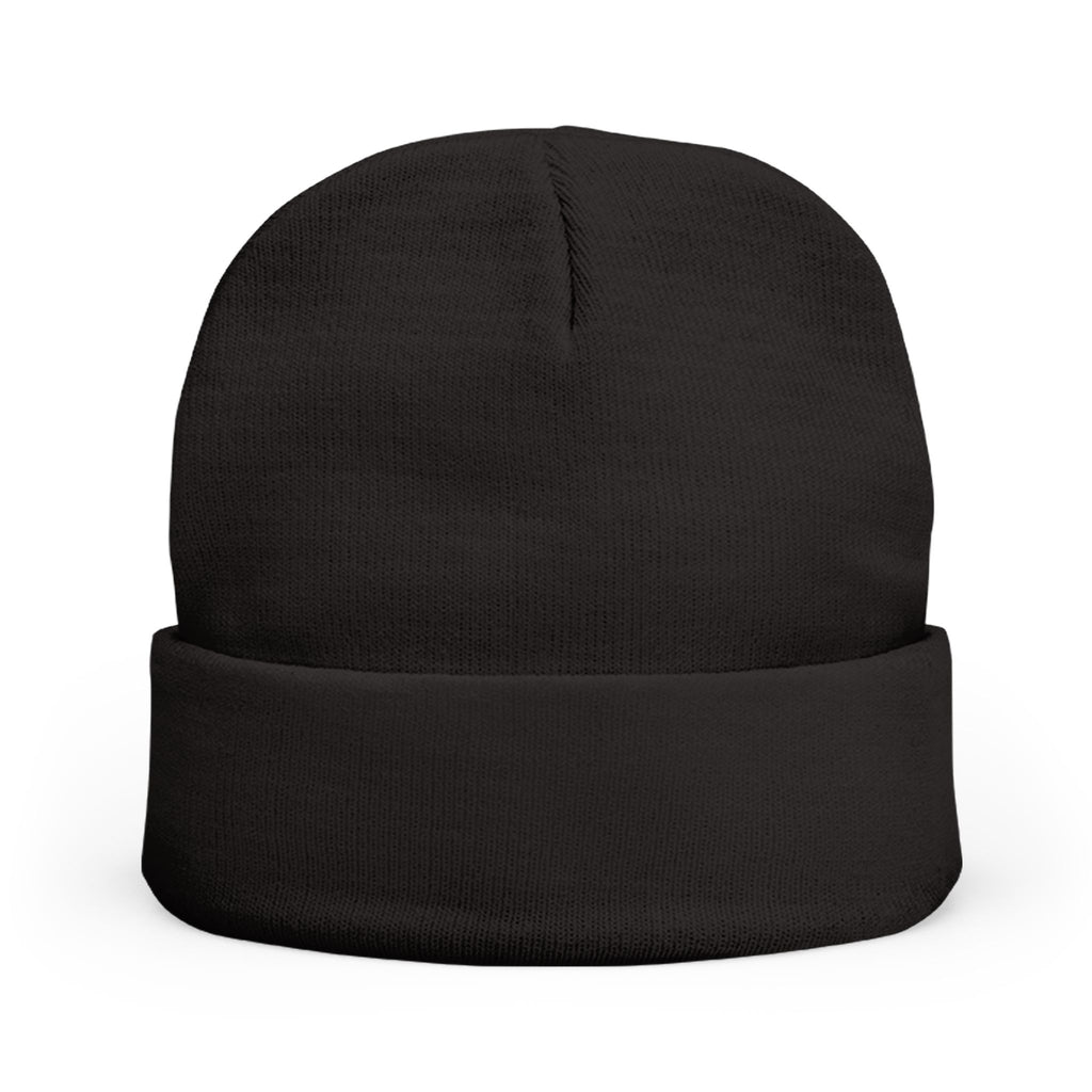 Black beanie hat on a white background