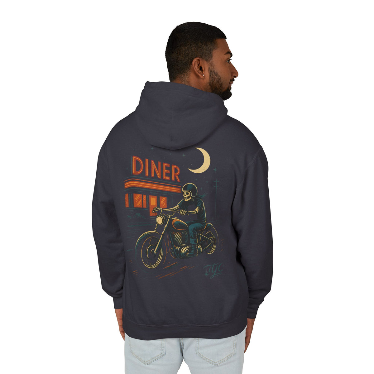 Vintage Diner Motorcycle Lightweight Hoodie - Thousand Year Co