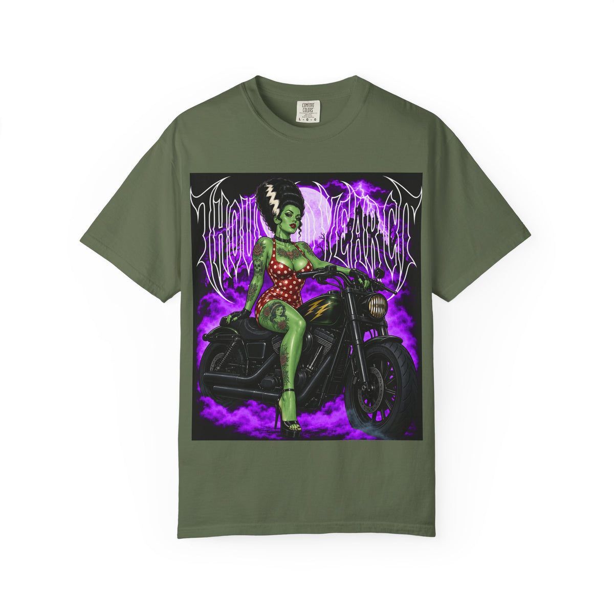 Frankenstein Bride Biker Pin-Up - T Shirt