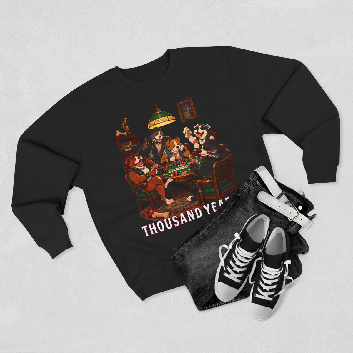 Biker Dogs Poker Night - Crewneck Sweatshirt