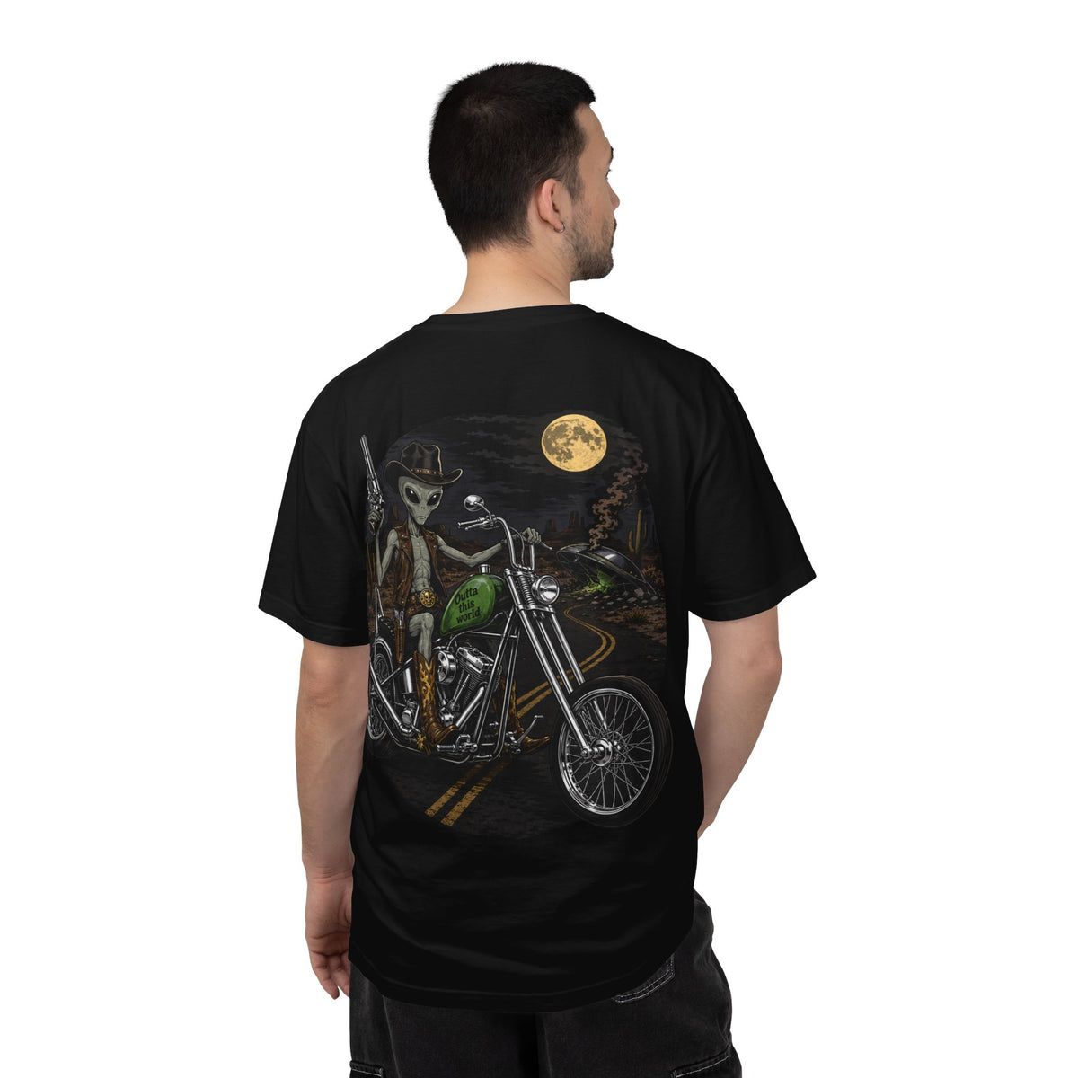 Alien Biker Graphic T Shirt