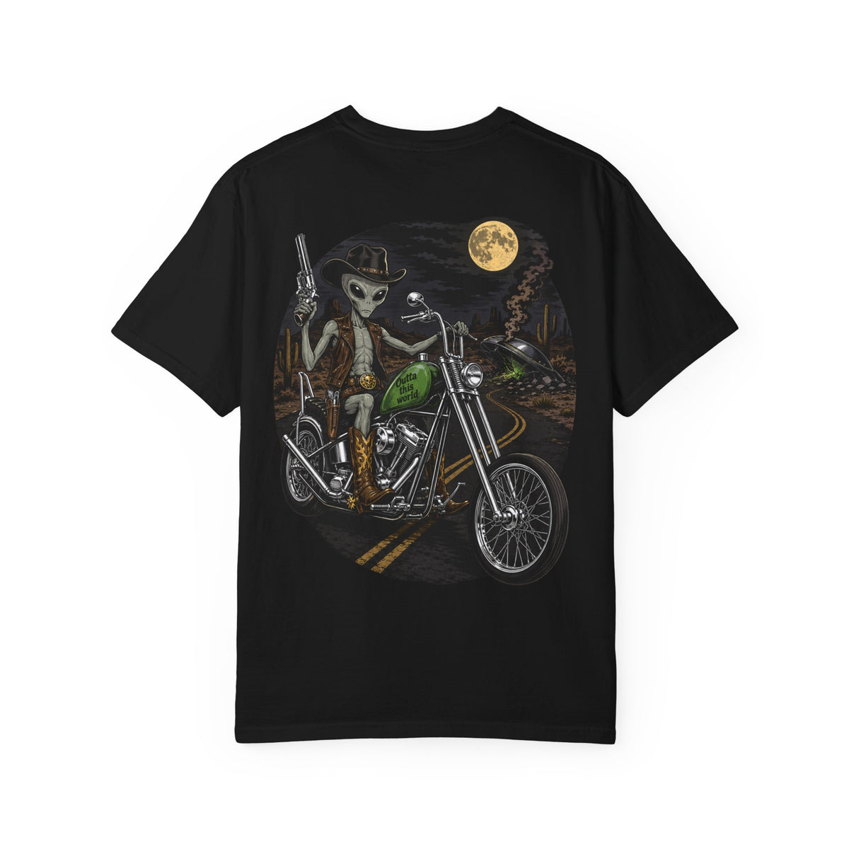 Alien Biker Graphic T Shirt