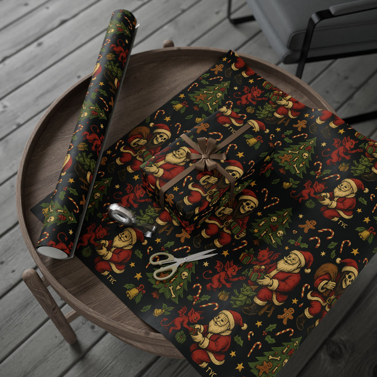 Reaper Santa Holiday Wrapping Paper - Thousand Year Co