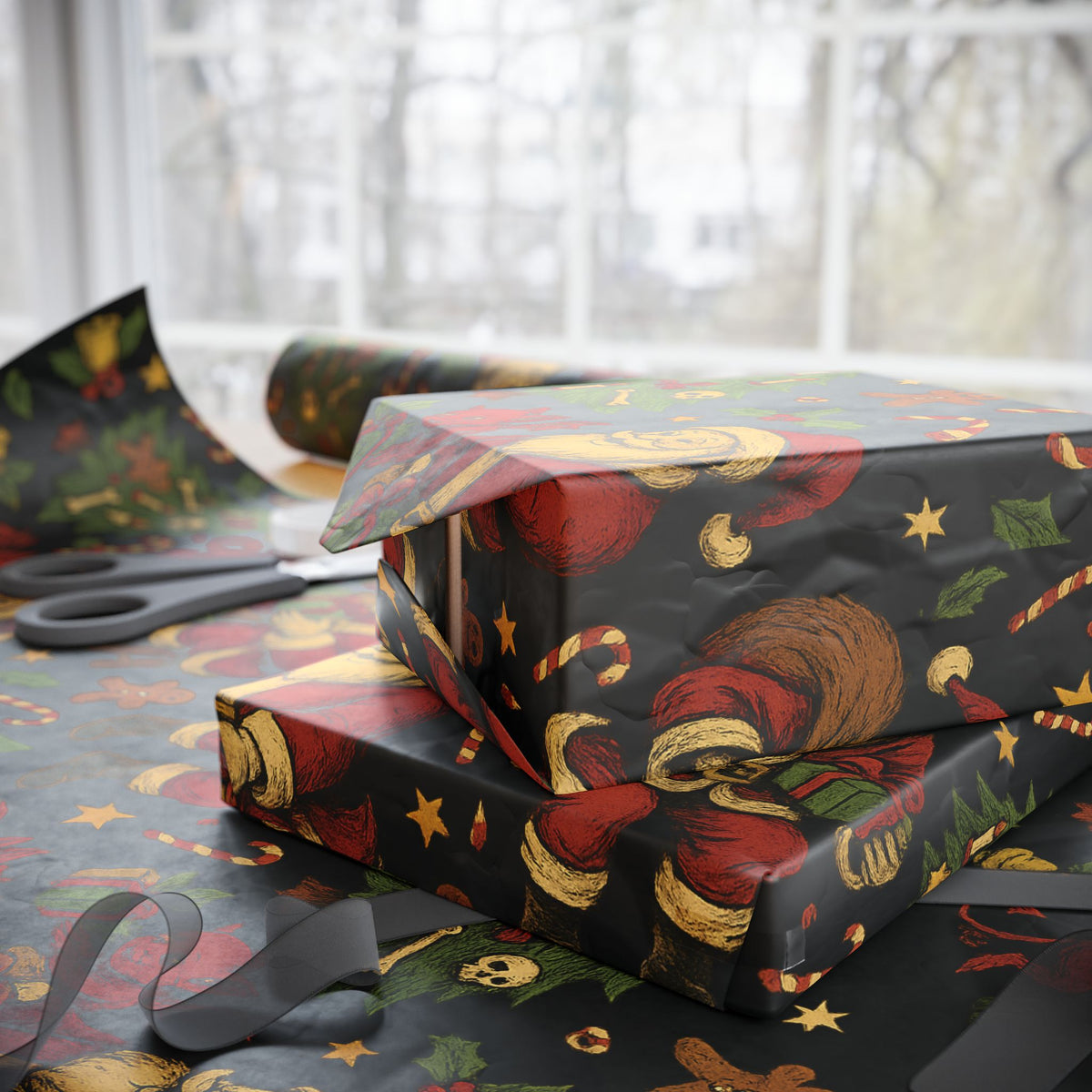 Reaper Santa Holiday Wrapping Paper - Thousand Year Co