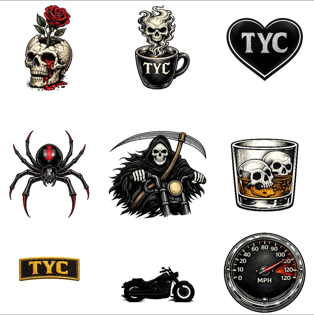 Reaper Garage Flash Temporary Tattoo Set Meta title - Thousand Year Co