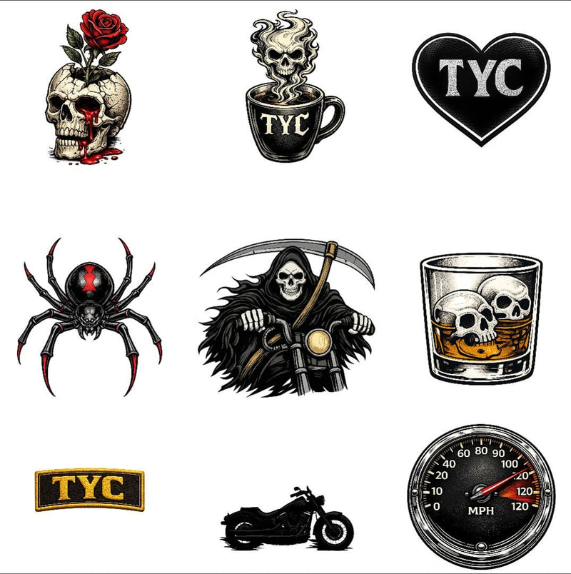 Reaper Garage Flash Temporary Tattoo Set Meta title - Thousand Year Co