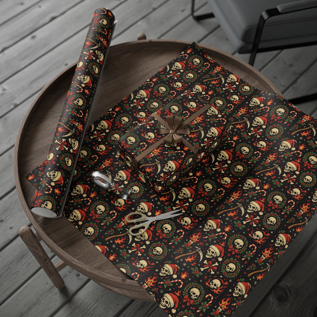 Skull Santa Holiday Wrapping Paper - Thousand Year Co