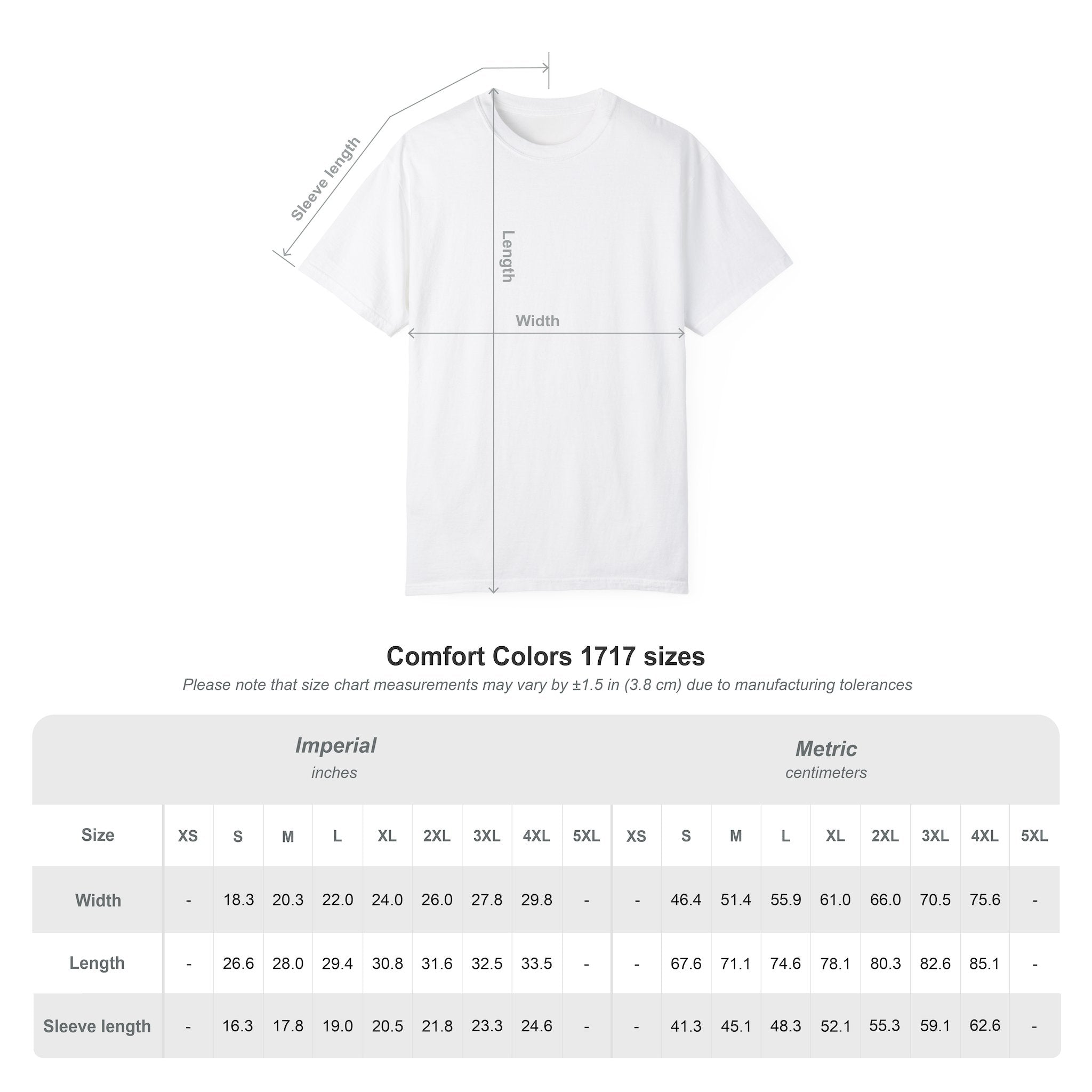 Cadillac Escalade Concrete King - T-Shirt Size Chart - Thousand Year Co