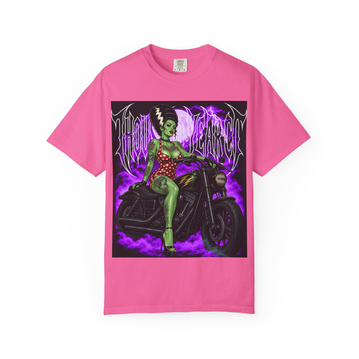 Frankenstein Bride Biker Pin-Up - T Shirt
