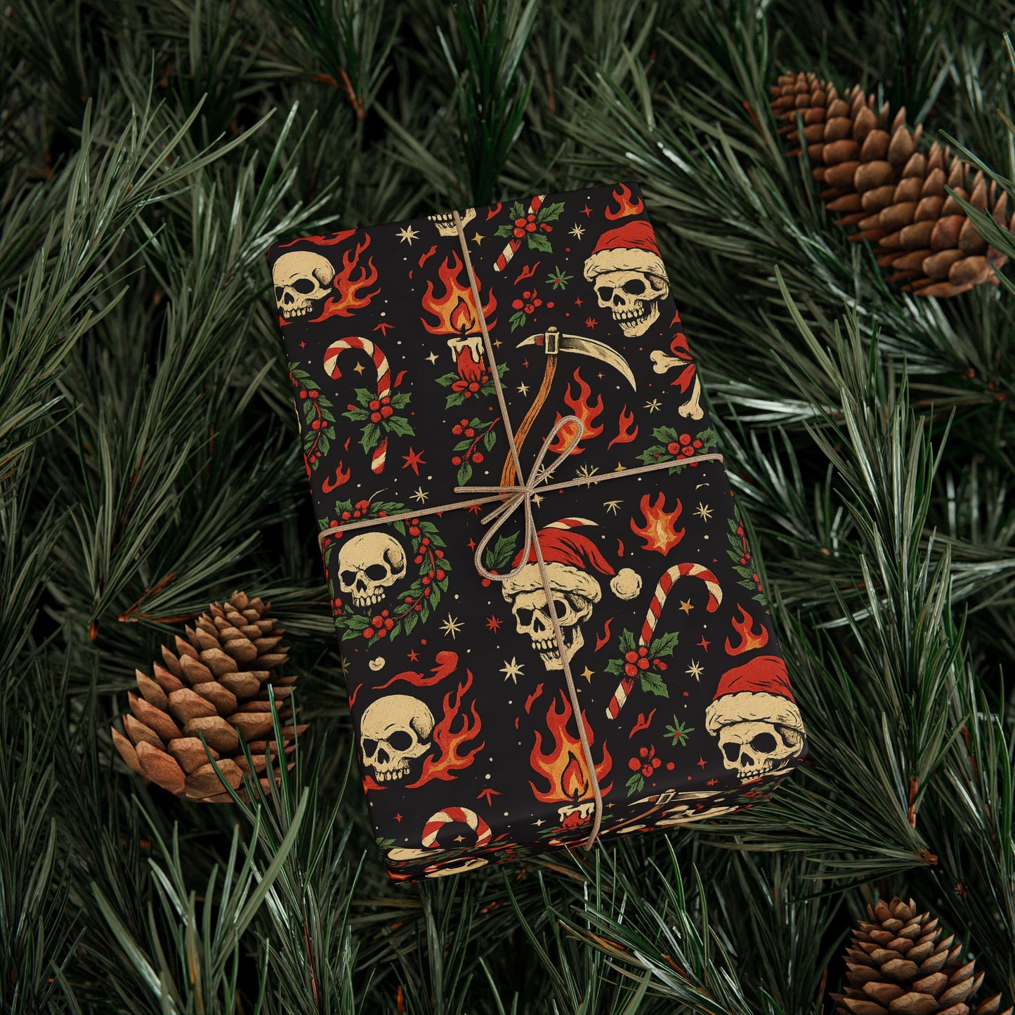 Skull Santa Holiday Wrapping Paper
