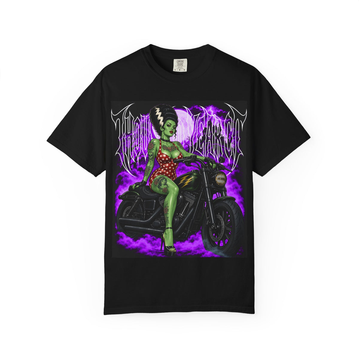 Frankenstein Bride Biker Pin-Up - T Shirt