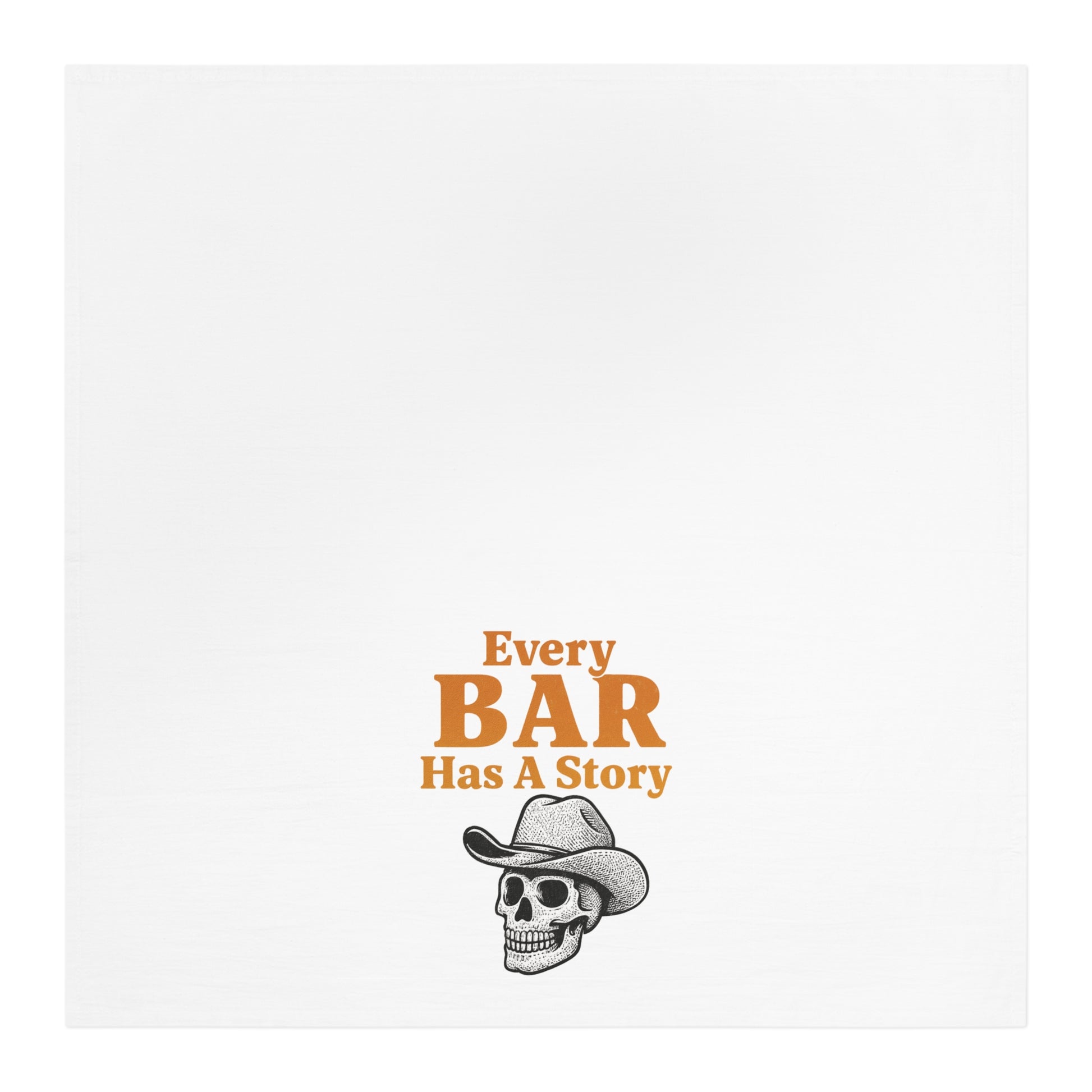 Logo with text 'Every Bar Has A Story' and a skull illustration on a white background