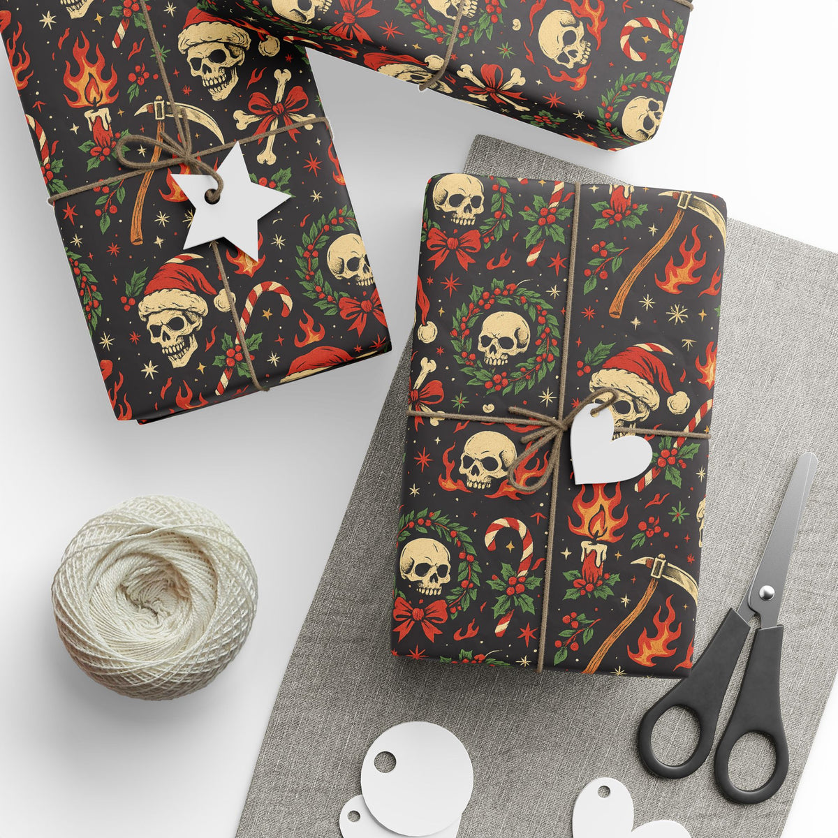 Skull Santa Holiday Wrapping Paper - Thousand Year Co