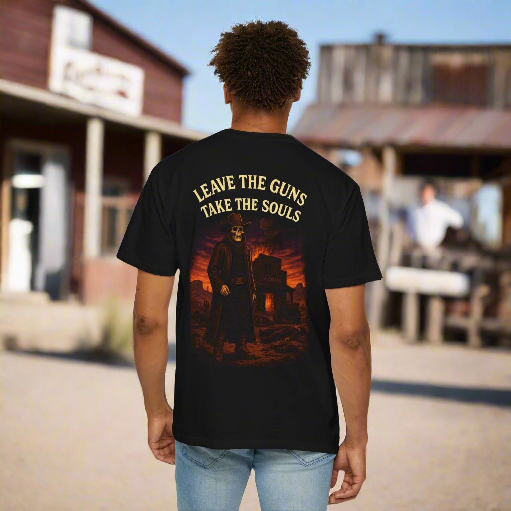 Leave the Guns, Take the Souls Reaper Horror T Shirt - Thousand Year Co