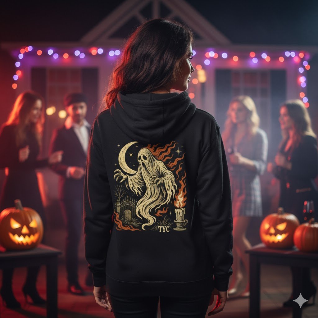 Haunted Ghost Hoodie – Heavyweight Fleece Sweatshirt Horror
