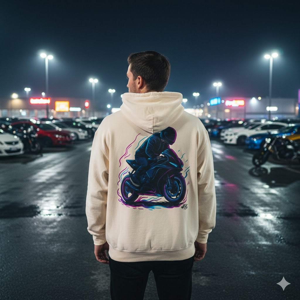 Neon Rider Motorcycle Lightweight Hoodie