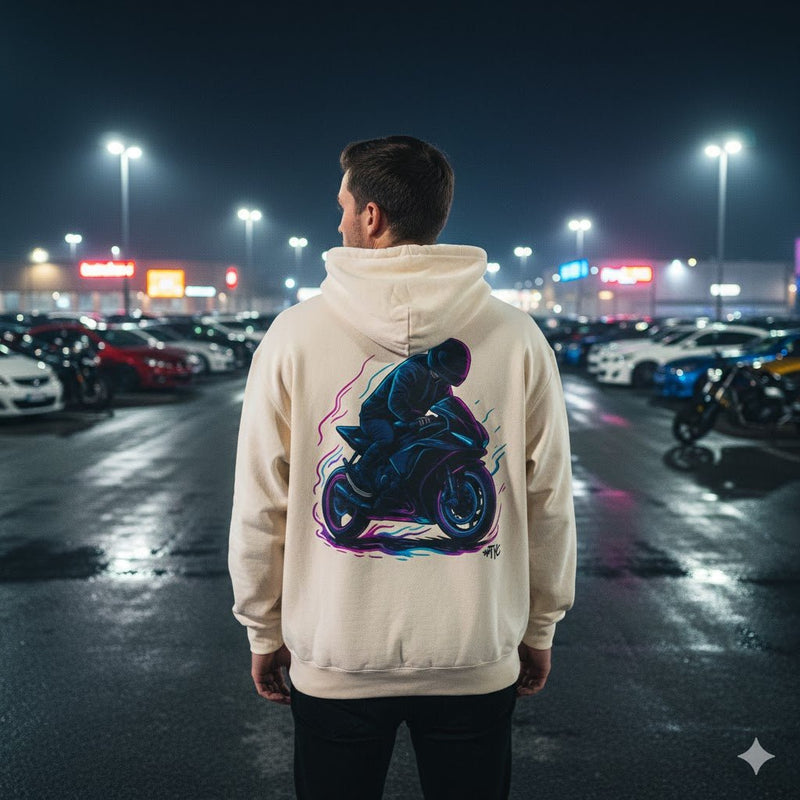 Neon Rider Motorcycle Lightweight Hoodie - Thousand Year Co