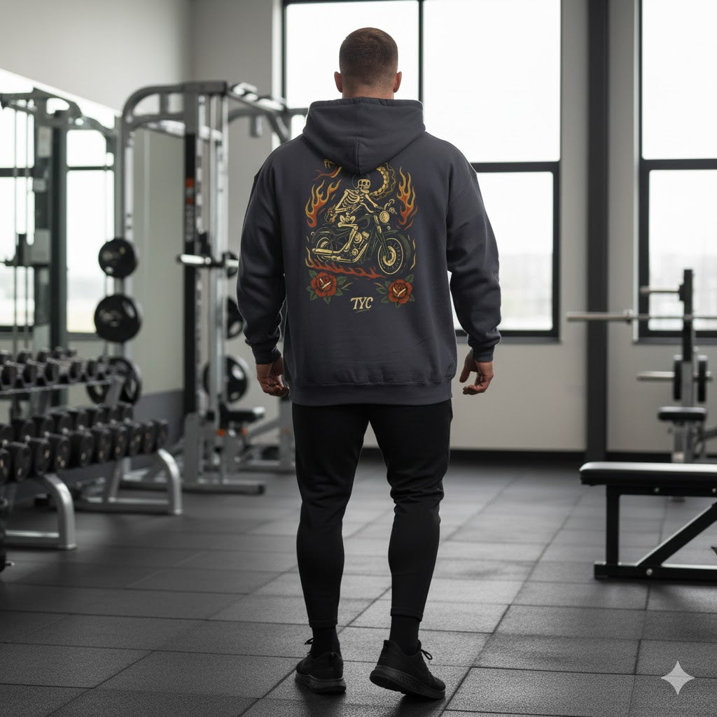 Vintage Tattoo Motorcycle Lightweight Hoodie